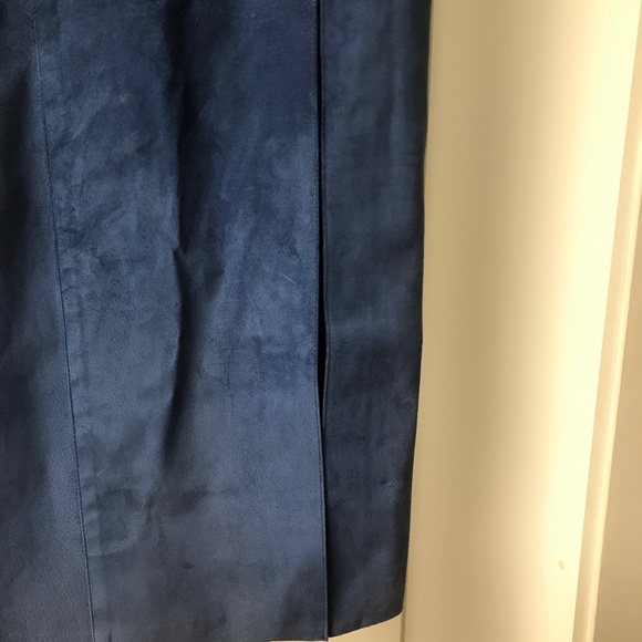 Vintage Danier Leather Suede Long High Waisted Pencil Skirt & Vest Blue M /10 - Picture 16 of 16